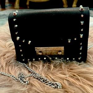 Furla Black Leather Studded Crossbody